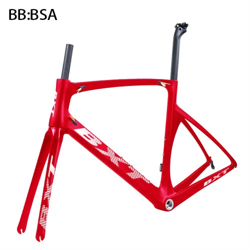 BXT full red Китайский дешевый гоночный дорожный каркас BXT карбоновый дорожный велосипедный держатель для телефона 700c велосипед карбоновая велосипедная Рама V-Brake - Цвет: BXT full red