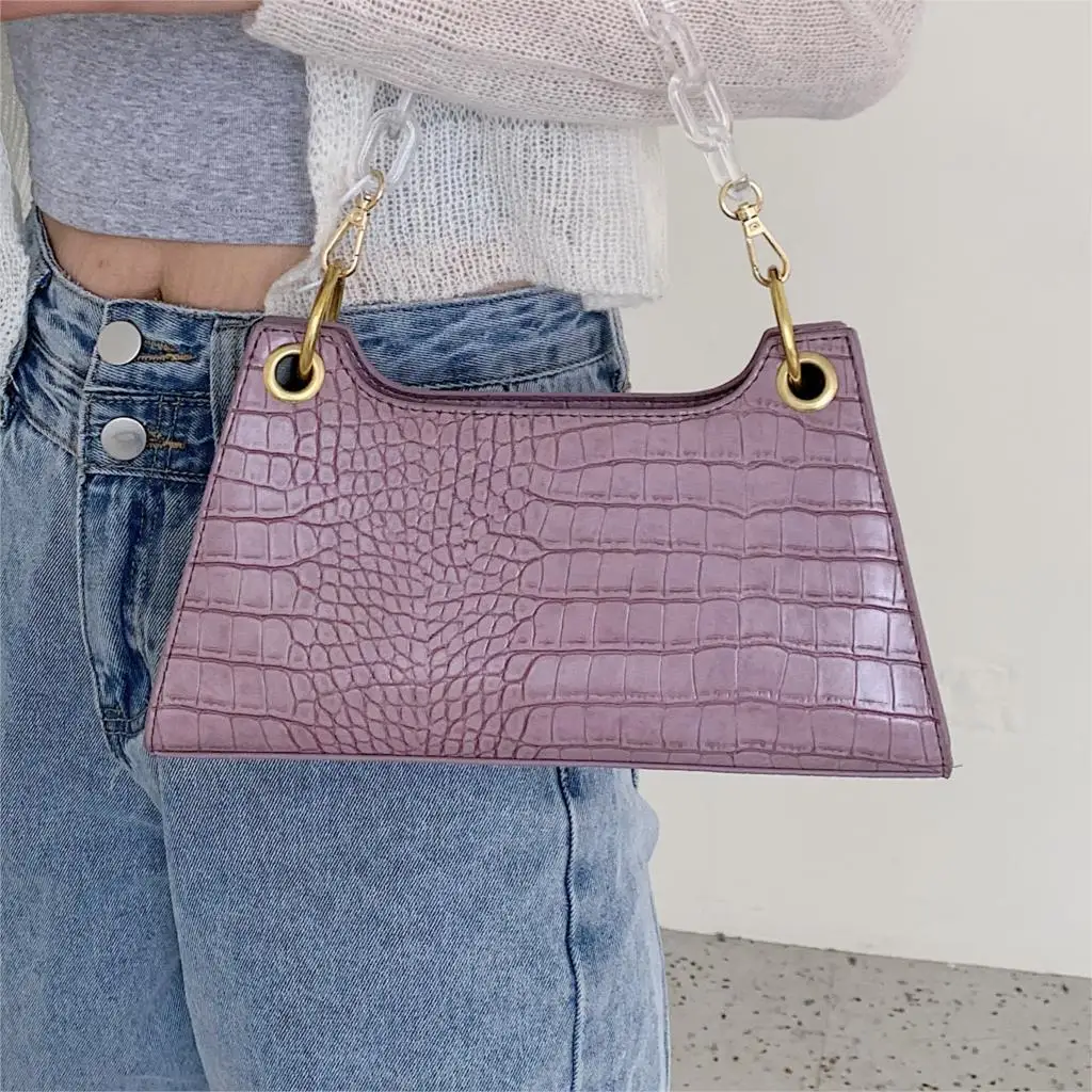 

Crocodile Pattern Square Chain Tote Bag 2020 New High-quality Leather Women's Designer Handbag Travel Shoulder Bags Armpit Bag