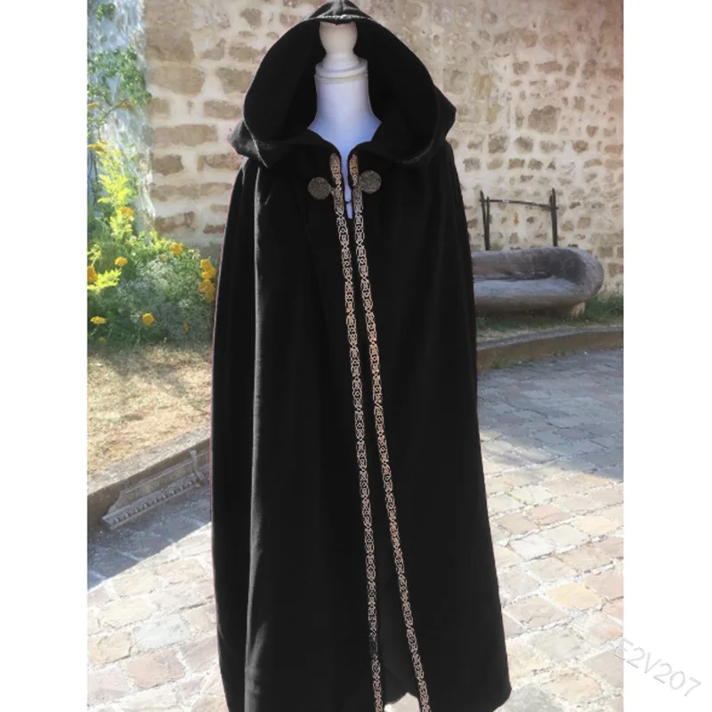 Бархатная накидка для взрослых на Хэллоуин средневековый костюм с капюшоном