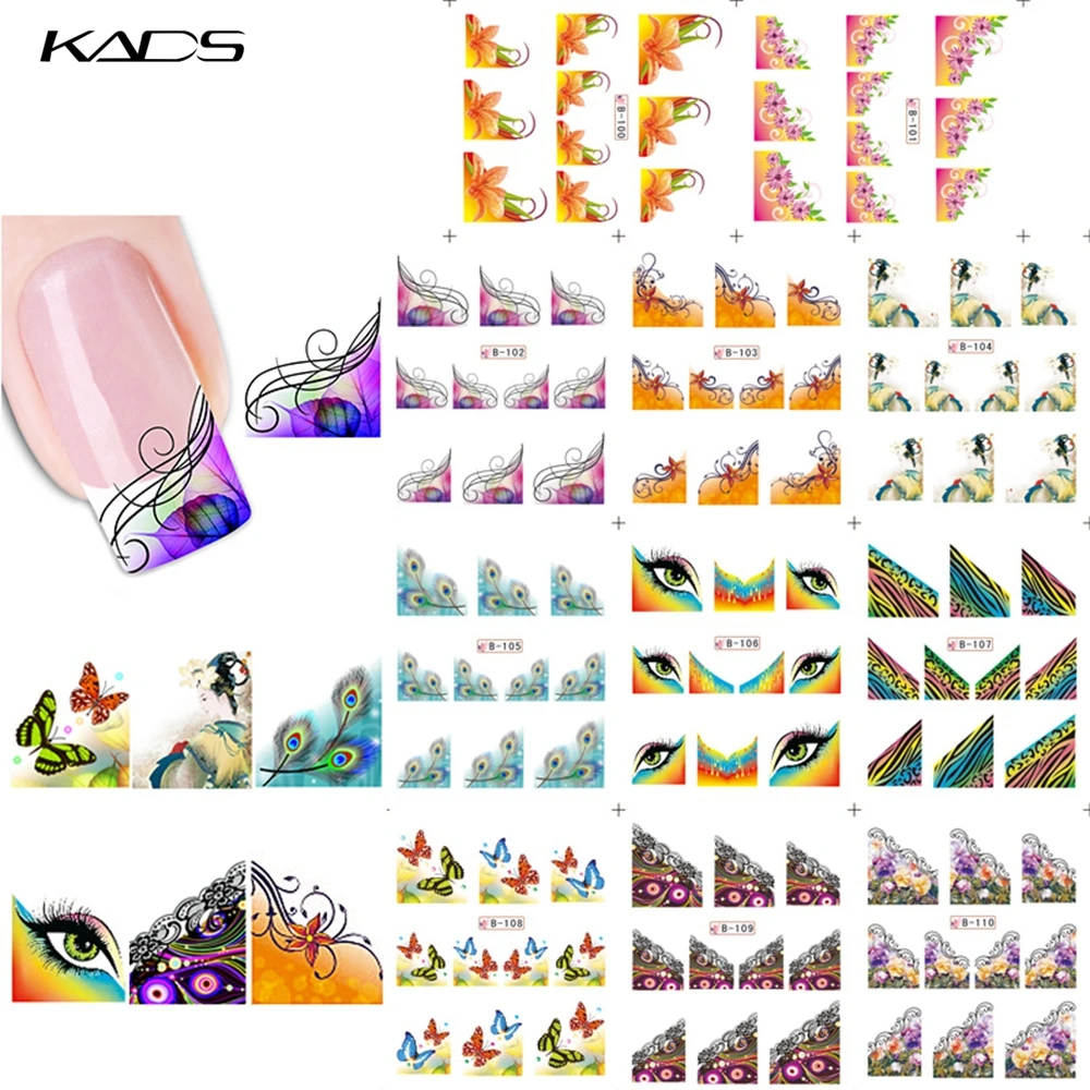KADS 11sheet/SET Water decal Nail Stickers decals France design nail sticker For nail accessories nail water transfer