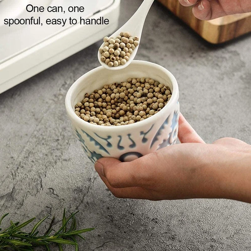 

Embossed Ceramic Seasoning Pot European-Style Household Kitchen Wooden Combined Seasoning Pot with Spoon