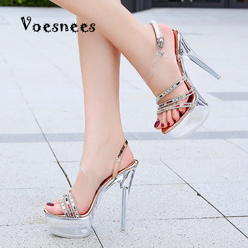 

Women Shoes 2020 Summer New Femmes Sandales High Heels Sandalias De Las Mujeres Sexy High Shoes Woman Stiletto Crystal Shoes