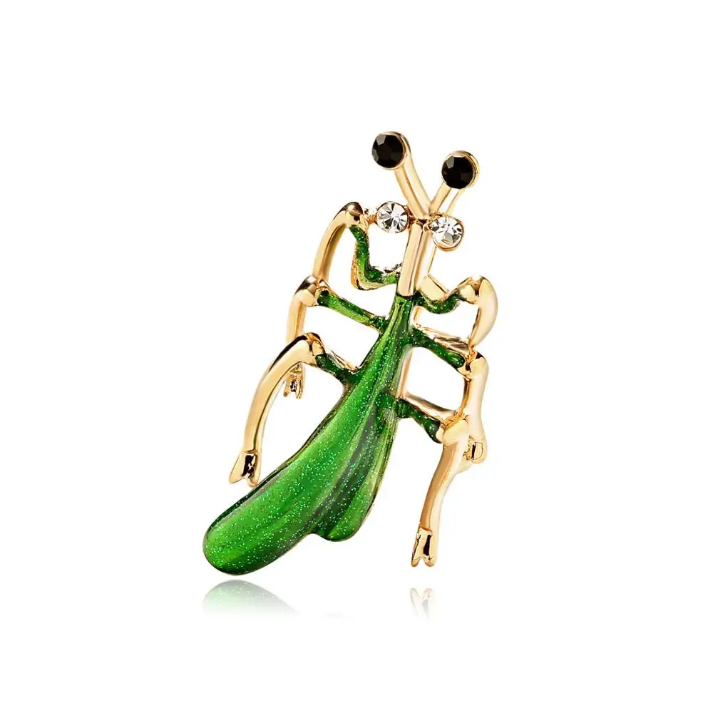 Green Enamel Insect Brooch Pins Crystal Rhinestone Animal Brooches for Women Shawl Shirt Suit Accessories Good Gifts AL452 |