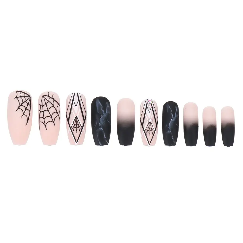 24Pcs/Box Halloween Style False Nails Punk Pumpkin Heads Pattern Detachable Coffin Press On Nails Full Cover Fake Nail 2021 New images - 6