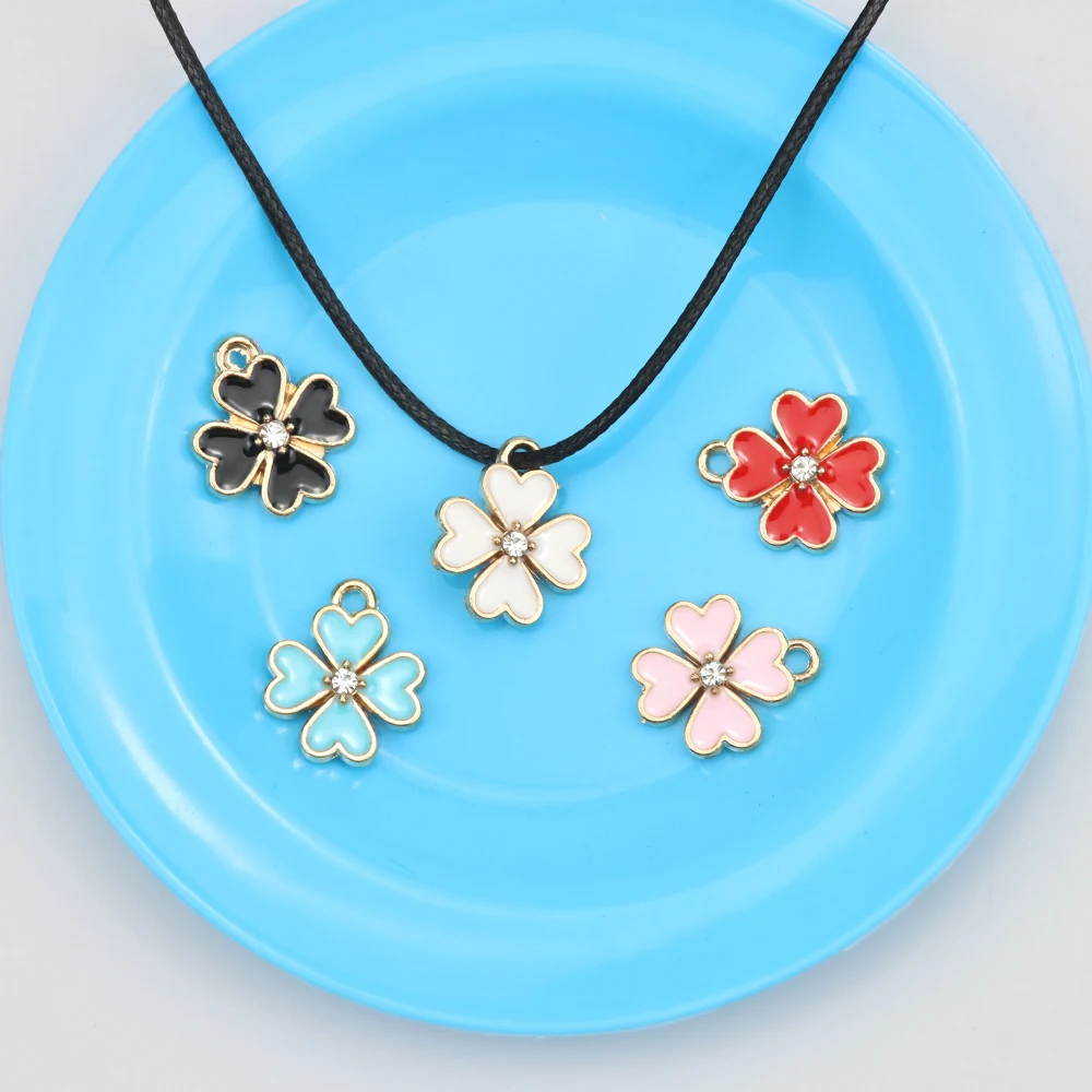 5Pcs/Lot Four Leaf Clover Pendant Lucky Exquisite Enamel Charm DIY Jewelry Making Keychains For Bracelets And Necklaces - купить по