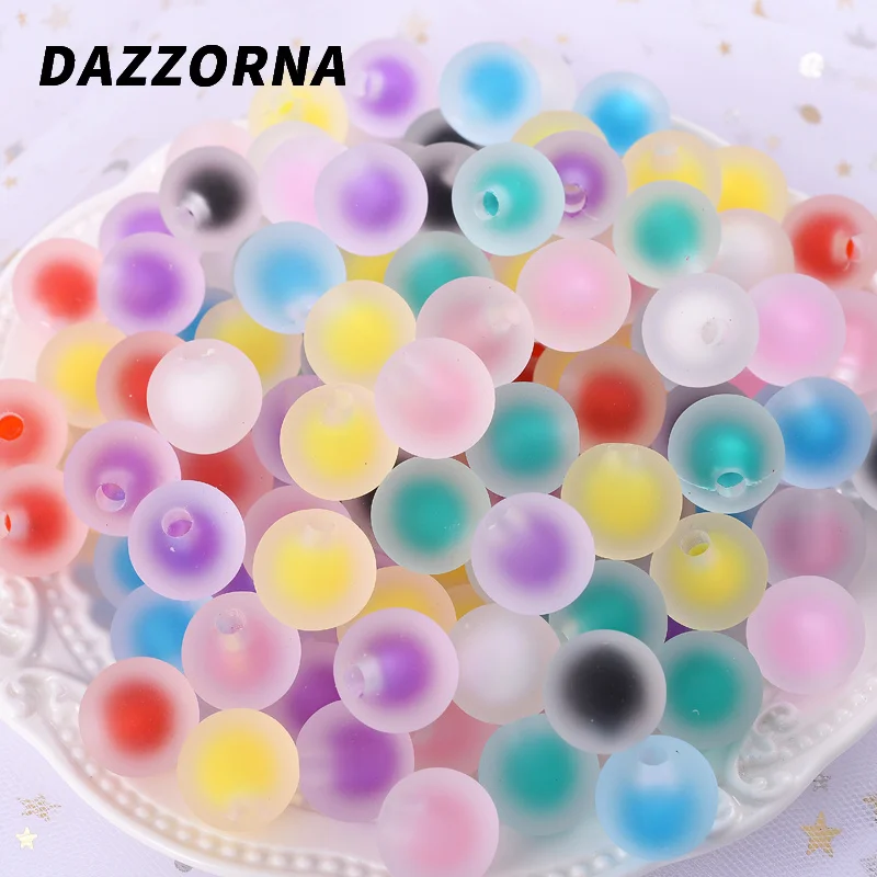 

10/20/30Pcs 16mm Multicolor Frosted Half Hole Acrylic Beads Round Loose Spacer Beads for Jewelry Making Handicraft Accessories