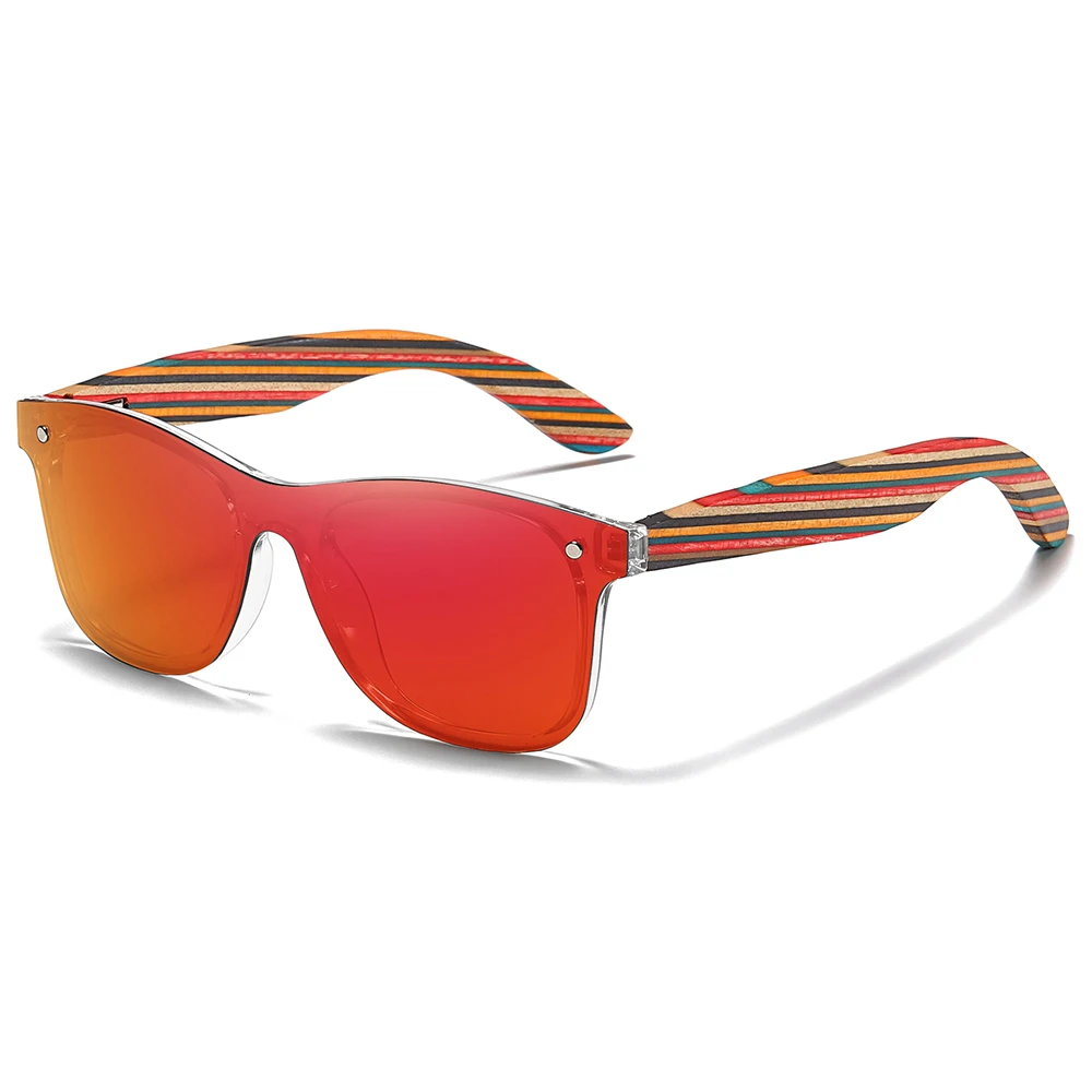 GM Color Skateboard Wooden Temples Sunglasses Women Polarized Fashion Sun Glasses Original Wood Oculos de sol masculino S5029C
