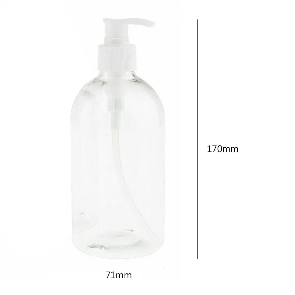 

5Pcs 500ml Empty Pump Bottles Refillable Bottle Transparent Liquid Soap Shampoo Lotion Shower Gel Dispenser Cosmetic Containers