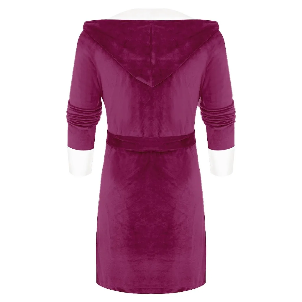 Женский зимний плюшевый удлиненный халат pyama домашняя одежда с длинным рукавом