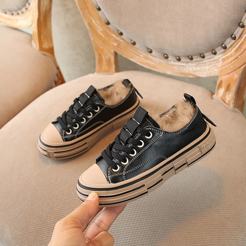 Зимние детские спортивные кроссовки Детские меховые повседневные Теплые