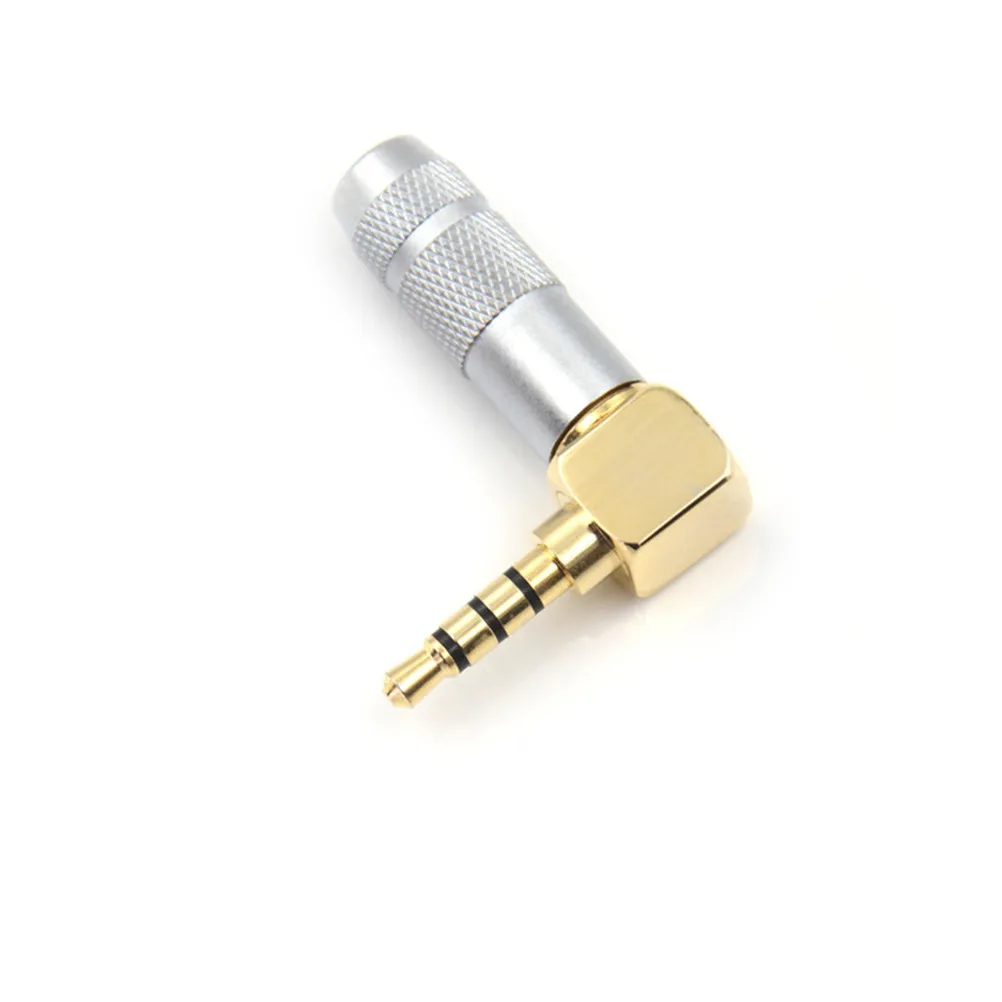 

90 Degree Right Angle Male Jack Plug 4 Pole 3.5mm Stereo Audio Adapter Converter Dropship