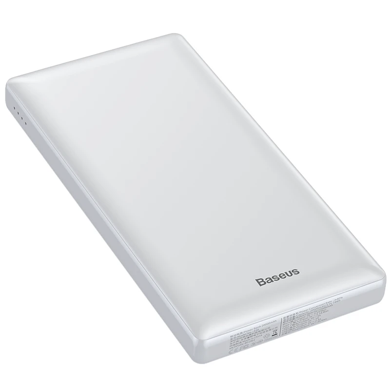 Power bank White Baseus, 20000 мА/ч, внешний аккумулятор, портативное зарядное устройство для телефона, внешний аккумулятор для iPhone, Xiaomi, huawei, samsung - Цвет: Power bank White
