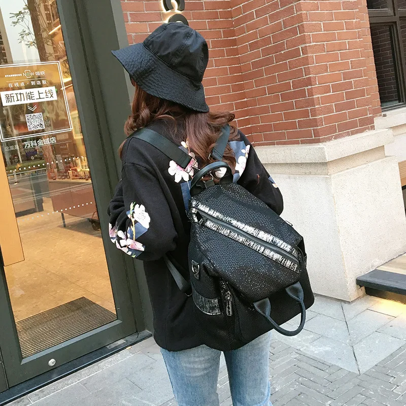 

Сумки для женщин 2020 новый рюкзак женский Блестки Универсальный многоцелевой Большой Вместительный рюкзак для путешествий персонализирова...