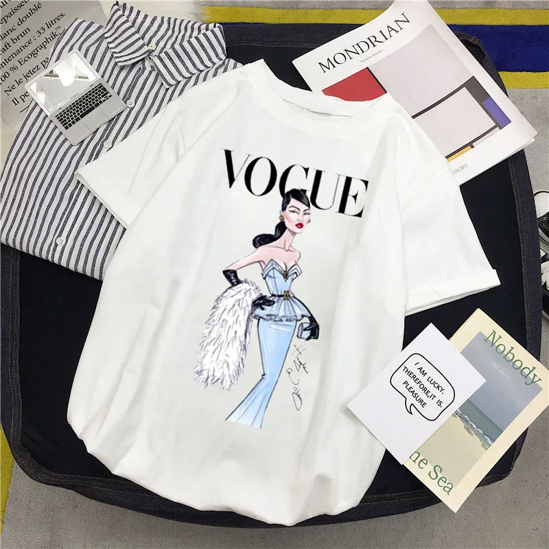 Футболка FIXSYS женская с коротким рукавом модная Свободная рубашка принтом в стиле