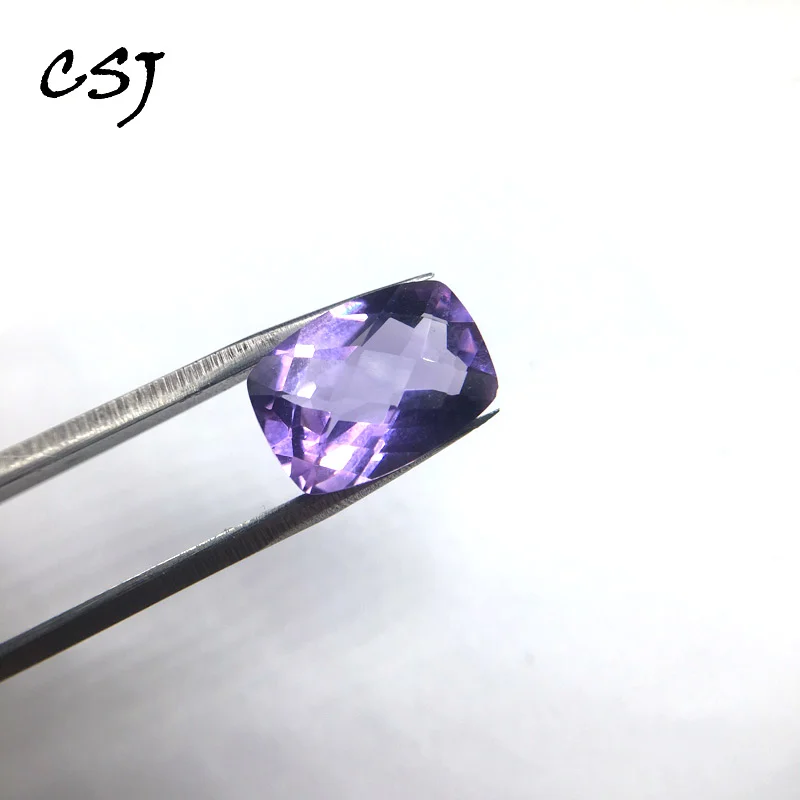 CSJ Real Natural Amethyst Citrine Loose Gemstone Cushion Cut For Diy Fine Jewelry 925 Silver Gold Mounting Ring