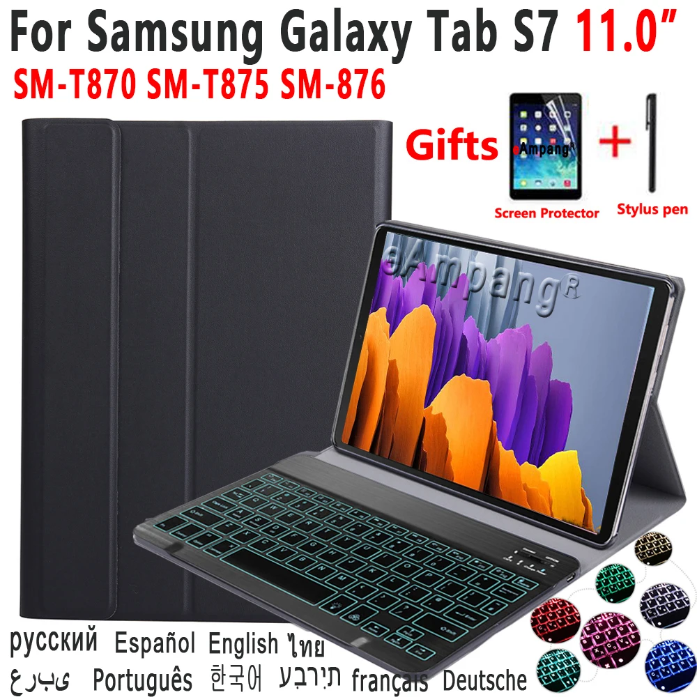 

Чехол с клавиатурой с подсветкой для Samsung Galaxy Tab S7 11 SM-T870 SM-T875, чехол с клавиатурой для Samsung Tab S7 11,0