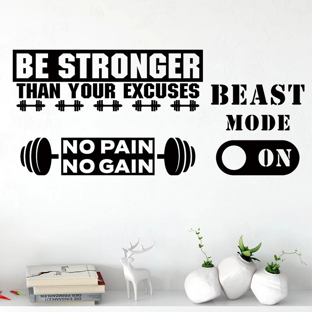 

Gym Wall Decal Exercise Be Stronger Than Your Excuses Quotes Stickers Inspirational Mural Vinyl Fitness Decor For Office DW20952