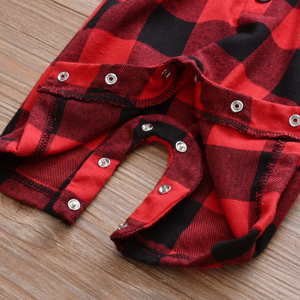 Baby Boys Romper Infant Clothing Toddler Red Plaid Gentleman Style Short Sleeve jumpsuit Newborn Clothes |