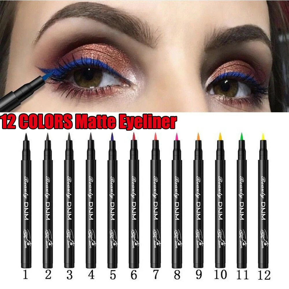 DNM12 Colors Colorful Quick Dry Matte Eyeliner Long Lasting Waterproof Liquid Eye Liner Blue Gold Brown Make up Tool |