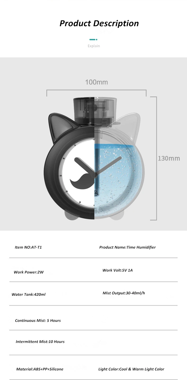 Creative 420ml Time Humidifier USB Essential Oil Diffuser For Home Office Aromatherapy Humidificador Difusor LED nightLight Lamp