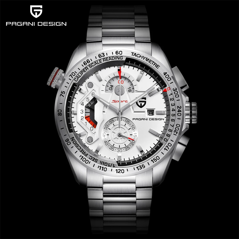PAGANI Роскошные Брендовые спортивные часы с хронографом мужские Reloj Hombre Водонепроницаемые кожаные кварцевые часы черные часы Relogio Masculino