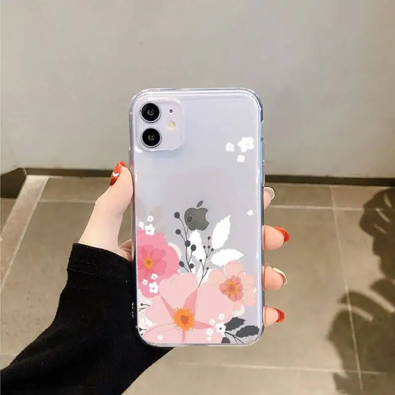 

Vintage flower rose Phone Case Transparent for iPhone 6 7 8 11 12 s mini pro X XS XR MAX Plus