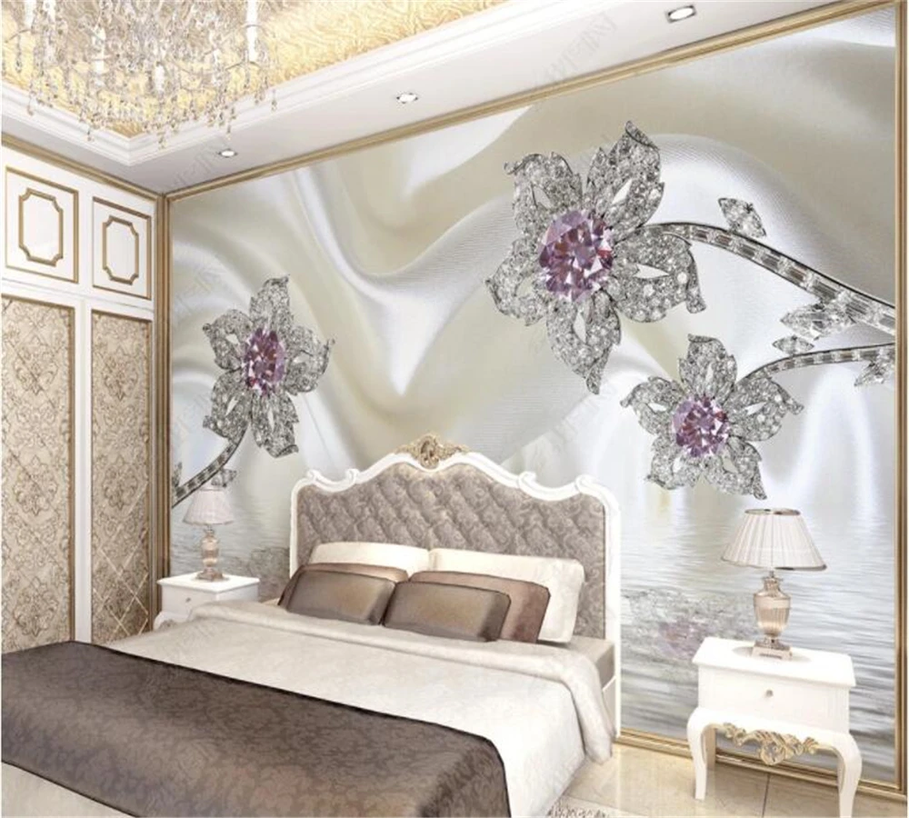 Обои beibehang под заказ европейские цветы белые роскошные украшения Шелковый водный