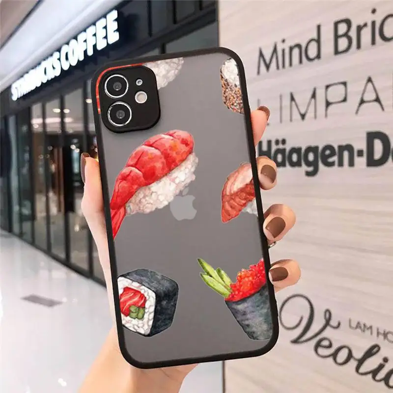 

Cartoon sushi cute fruit Phone Case Matte Transparent for iPhone 7 8 11 12 s mini pro X XS XR MAX Plus cover funda