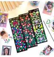 ins laser tulip rose stickers for idol card diy flower scrapbooking junk journal diary photo album mobile phone computer sticker