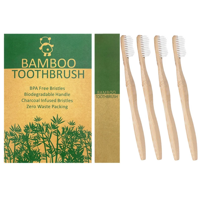 Бамбуковая зубная щетка биоразлагаемая ручка уход за полостью рта Экологически