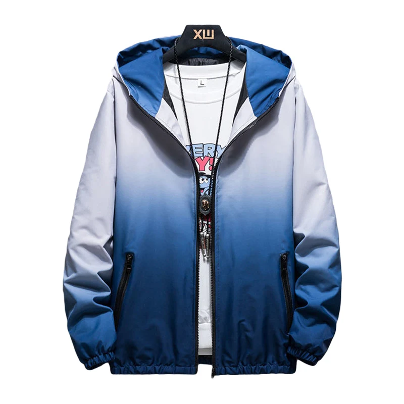 

2021 Autumn Causal Basic Jacket Women Windbreaker Coat Print Gradient Zipper Lightweight Women Hooded Jackets Coat Veste Femmen
