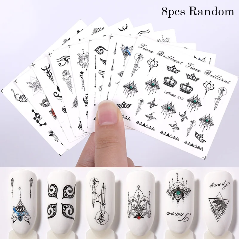 Set 31 LEMOOC 45 шт./компл. черного цвета с цветочками для вечеринок наклейки переводятся при помощи воды красочные исскуство ногати наклейки бабочками и кружевом для малышей с изображением Ловца снов наклейки для ногтей - Цвет: Set 31