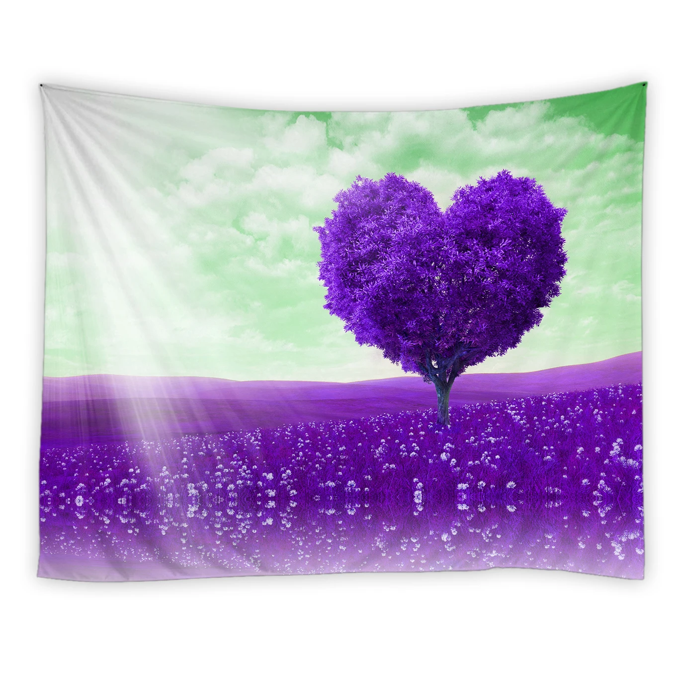 

Heart Shaped Design Wall Curtain Home Decorations Tapestry Green Plant Flowers Love Tree