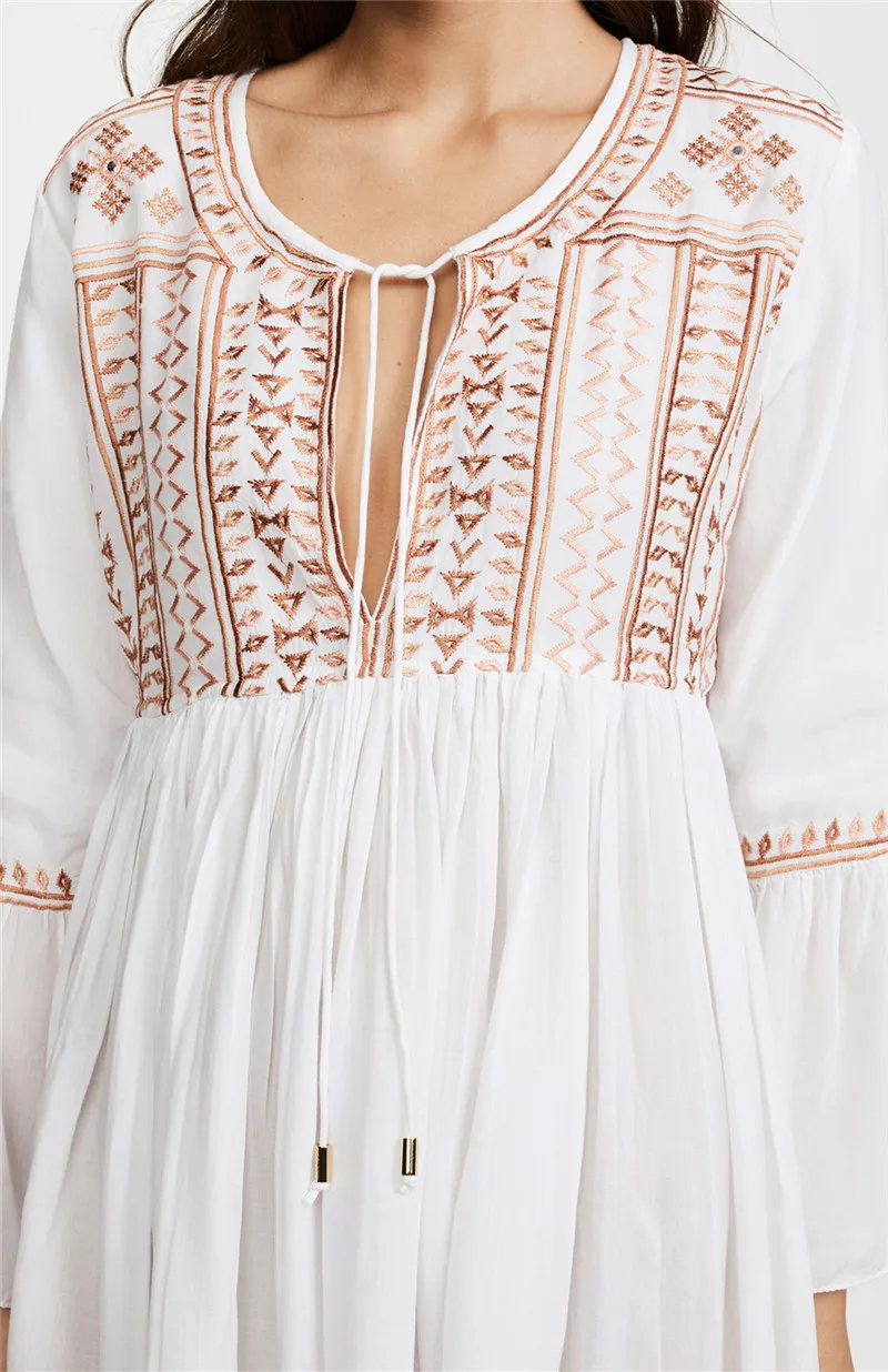 

over-ups 2019 White Cotton Tunic Beach Dress Summer Tunic For Women Beachwear Swimsuit Cover Up Beach Woman Sarong palge