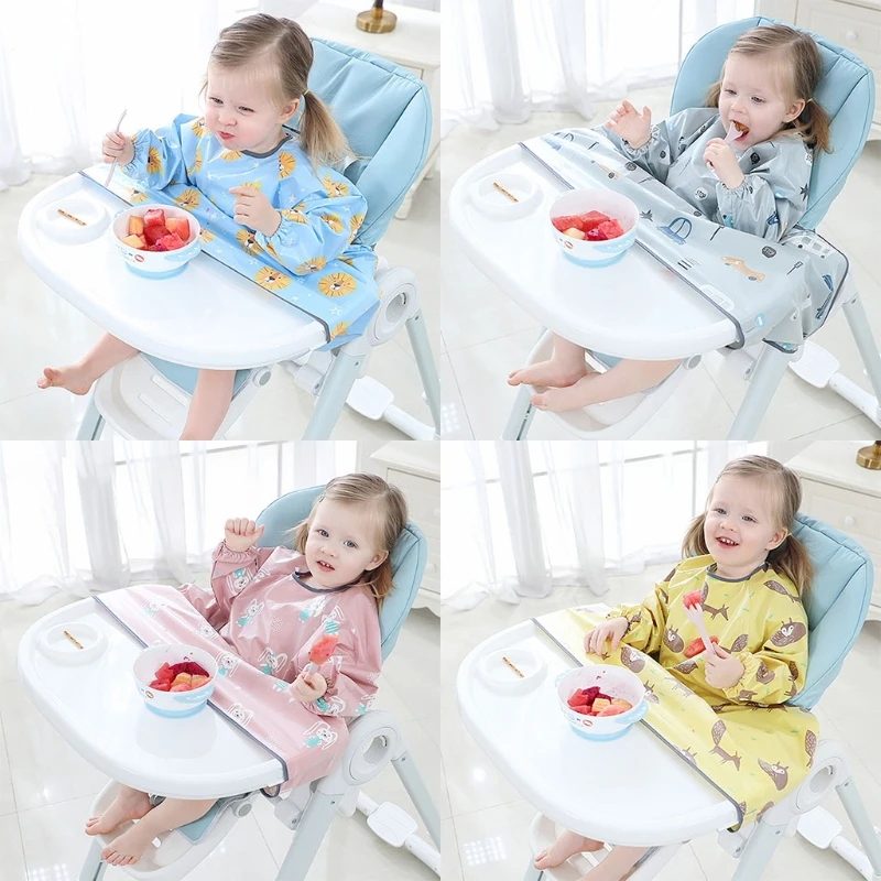

Newborn Long Sleeve Bib Coverall Table Cloth Cover Baby Dining Chair Gown Waterproof Saliva Towel Burp Apron Food Feeding Bibs