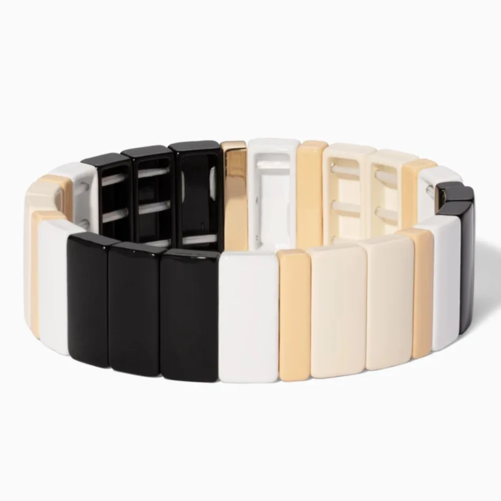 BD009 Colourful Enamel Handmade DIY Beaded Bracelet Bohemian Elastic Stackable Alloy for Men Women | Украшения и аксессуары