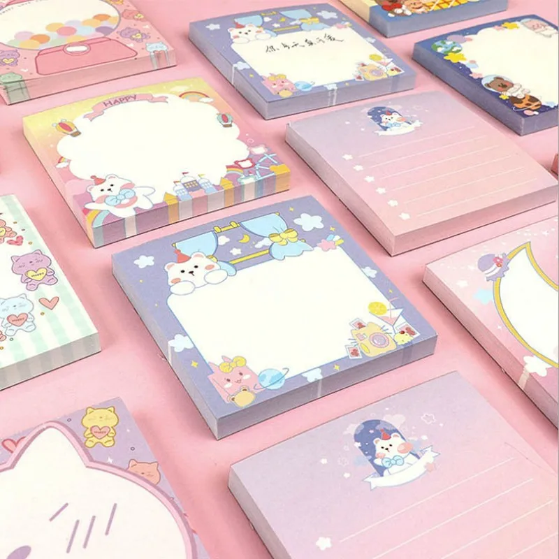 

1Pack Memo Pad cute memos students notebook Decoration Write message cartoon Stationery 4random 8CM