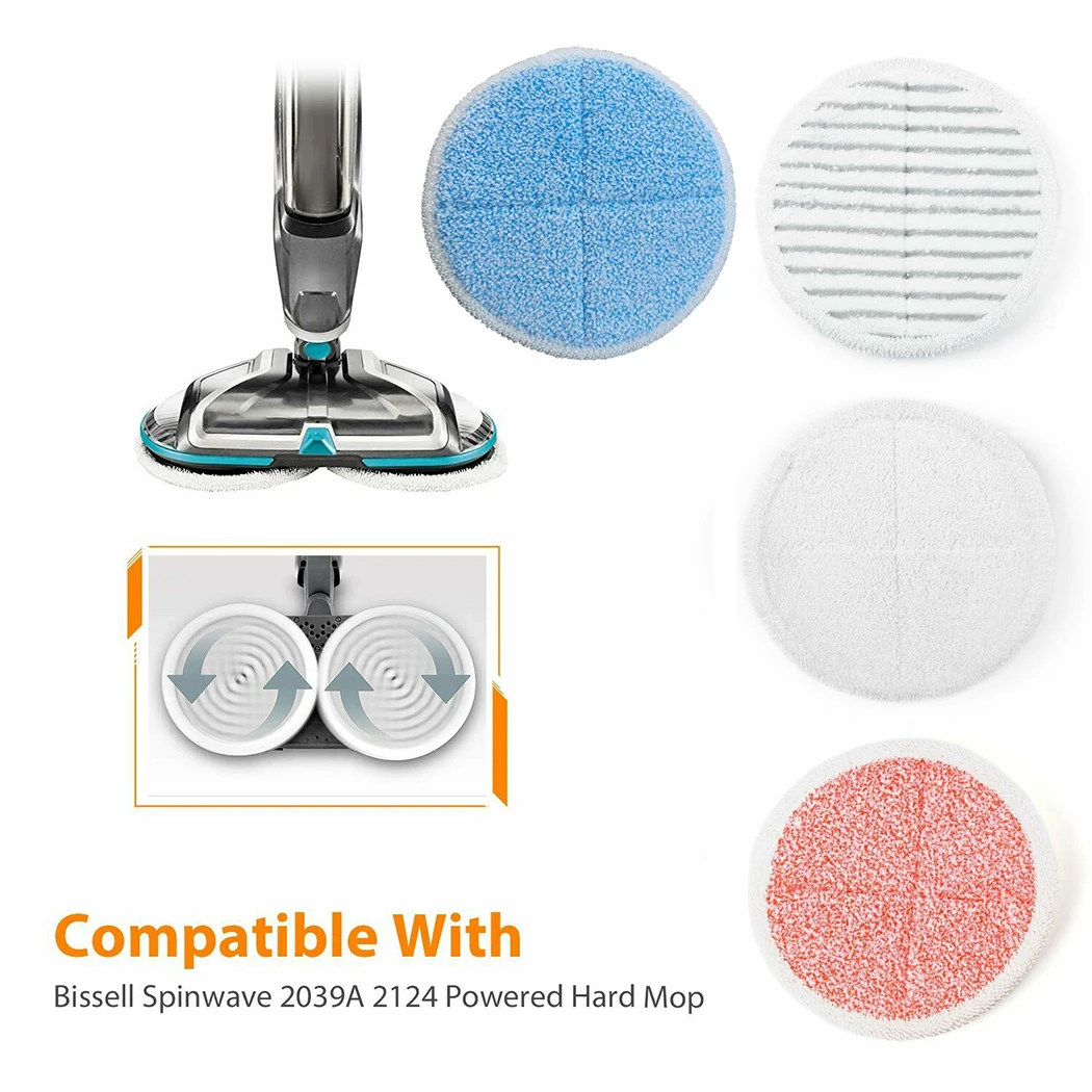 

4 Pack Mop Pads Replacement For Bissell Spinwave 2039A 2124 Soft Replaceable Household Cleaning Tools Parts