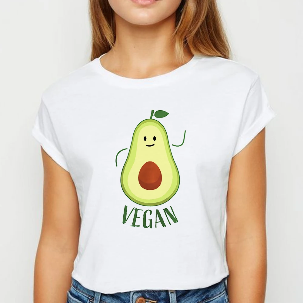 Женская футболка с авокадо и свиньей Свободный Топ авангардным принтом Тонкий