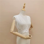 Женское свадебное болеро, элегантное кружевное Тюлевое Болеро цвета слоновой кости с рюшами, свадебные аксессуары