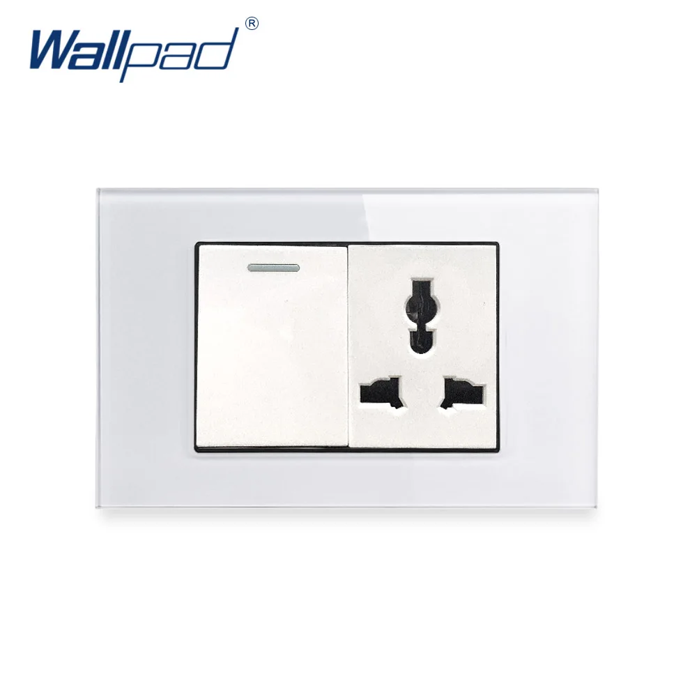 

1 Gang 2 Way 3 Pin MF розетка Wallpad люксовые клавишные закаленное Стекло Панель Электрический настенный Мощность розетка электрические розетки для д...