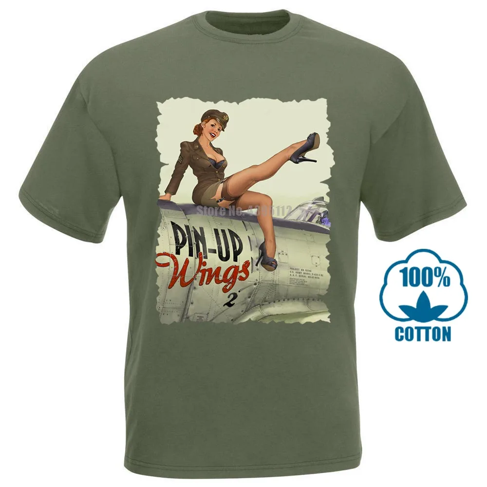 Армейский зеленый Pin Up Girl Мужская футболка уличная мода футболка Homme Humour футболка черно-белые футболки топы для мужчин - Цвет: Армейский зеленый