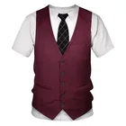 Забавный костюм с имитацией 3D футболка с галстуком-бабочкой под смокинг мужские футболки с 3D принтом Летняя мода уличная одежда с коротким рукавом поддельный костюм майка футболка