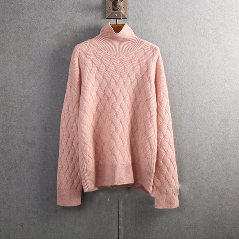 

Thick Cashmere Sweater Pullover Sweater Loose Sweater Soft Waxy Autumn Winter New Mat Knitted Turtleneck Female Sweater