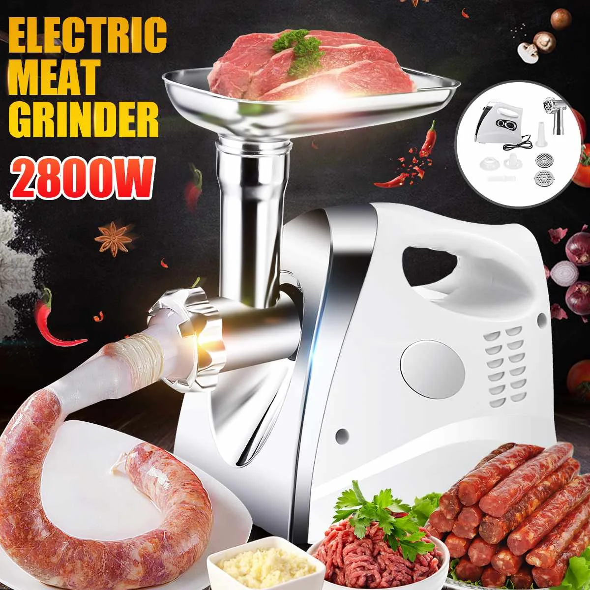

Электрическая мясорубка Sonifer из нержавеющей стали, 2800 Вт, 220 В