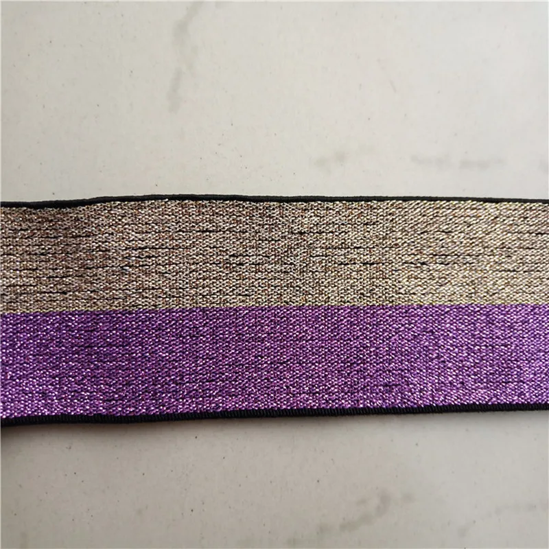 

4.0CM high density and high elastic belt gold and silver elastic belt bicolor color woven ribbon clothing accessories
