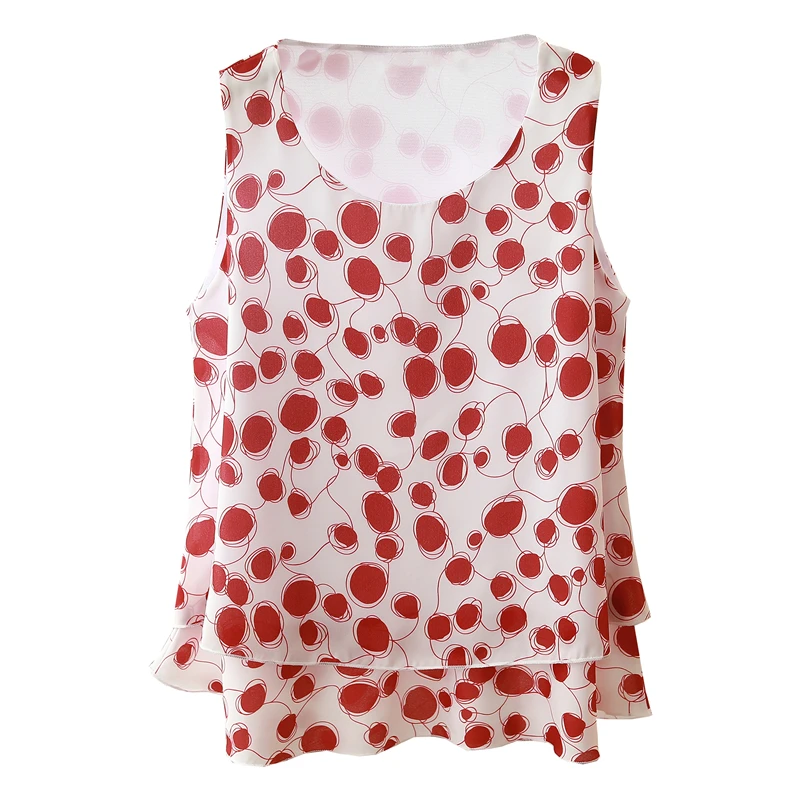 Блузка женская шифоновая с принтом модный топ без рукавов брендовая