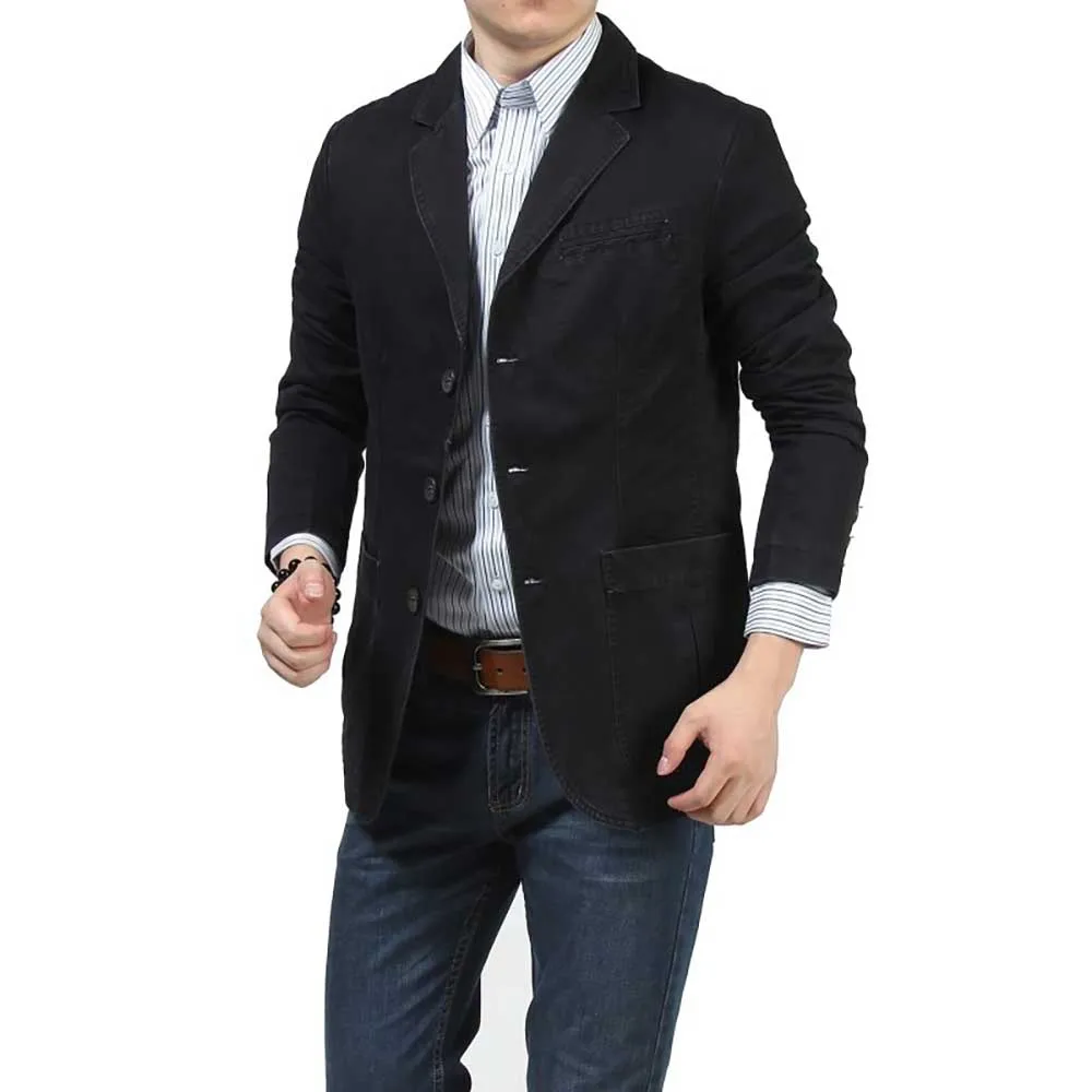 Новинка модные мужские повседневные Костюмы блейзер хлопковое пальто пиджак в