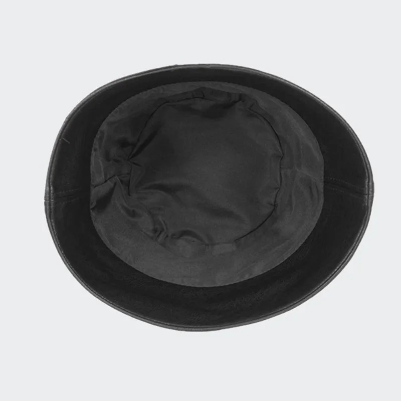 

Geebro Spring Autumn Retro Faux Leather Hat Female Unisex Solid Bucket Hat Wild Simple Warm Cloche Cap Outdoor Street Sun Hat