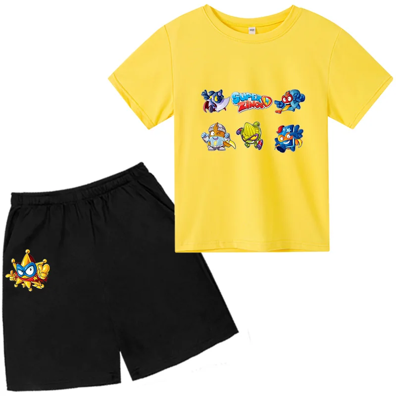 

Летняя футболка для мальчиков и девочек; Футболки с рисунками из мультфильмов: футболка + шорты, комплекты для детей, стильная футболка с изо...